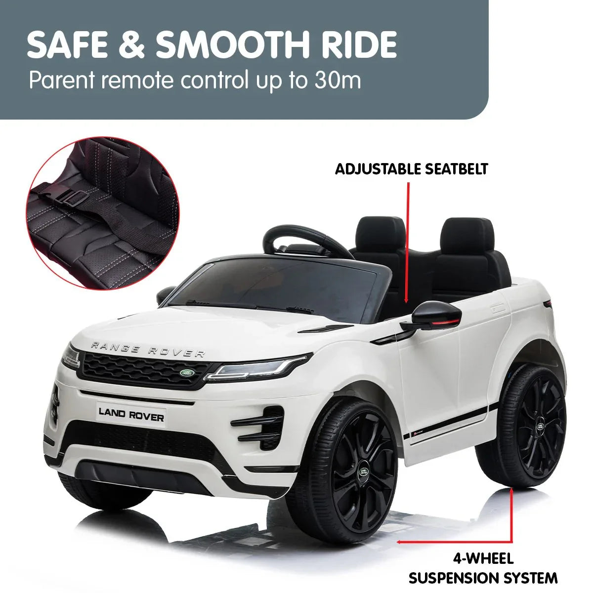 Kahuna Land Rover Licensed Kids Electric Ride On Car Remote Control - White - Mekamart Australia