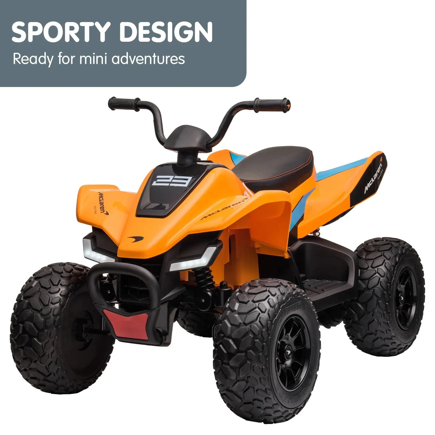 Kahuna Licensed MCL35 McLaren Kids Toy Ride On Electric Quad Bike - Orange - Mekamart Australia