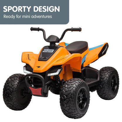 Kahuna Licensed MCL35 McLaren Kids Toy Ride On Electric Quad Bike - Orange - Mekamart Australia