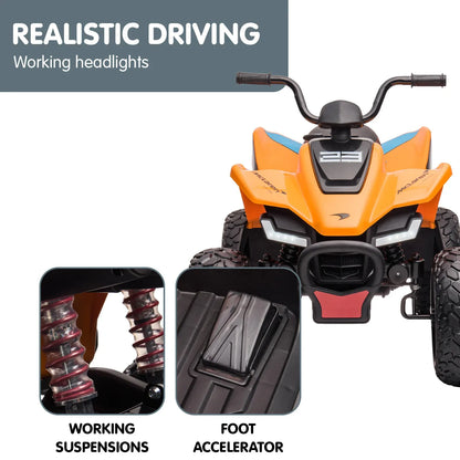 Kahuna Licensed MCL35 McLaren Kids Toy Ride On Electric Quad Bike - Orange - Mekamart Australia