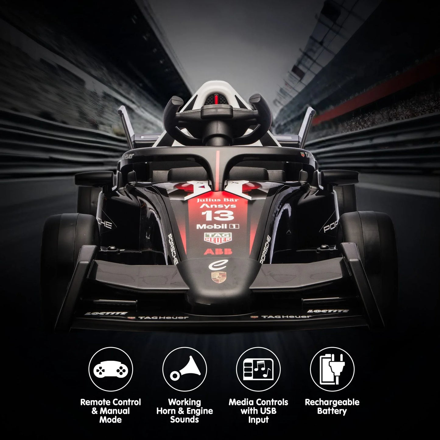 Kahuna Porsche Formula E Kids Electric Ride-on Car With Remote Control - Mekamart Australia
