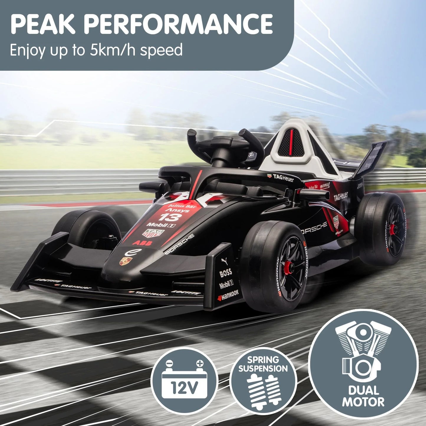 Kahuna Porsche Formula E Kids Electric Ride-on Car With Remote Control - Mekamart Australia