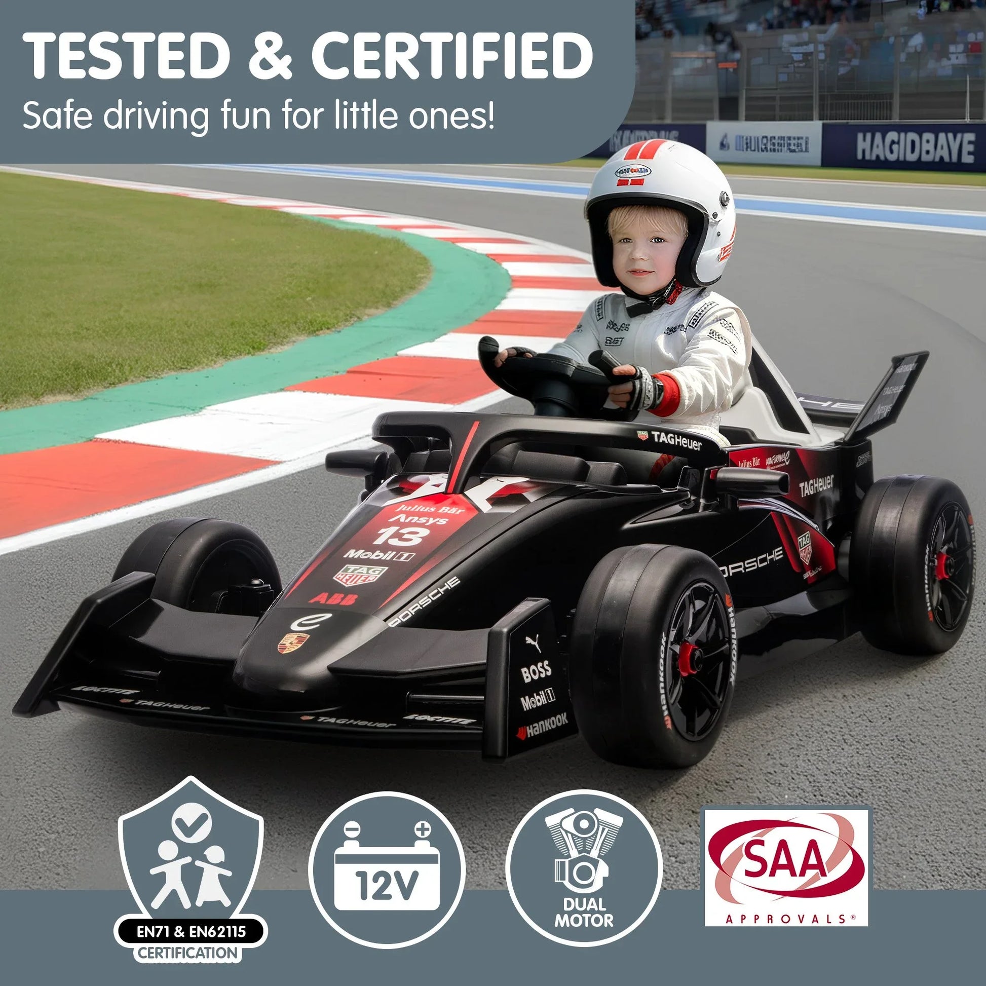 Kahuna Porsche Formula E Kids Electric Ride-on Car With Remote Control - Mekamart Australia