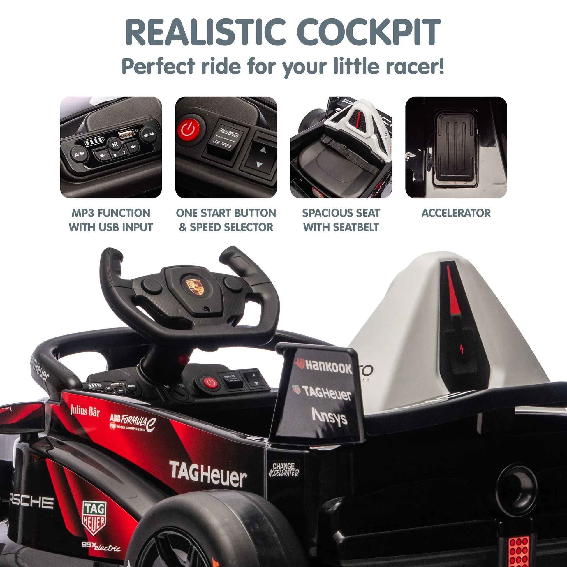 Kahuna Porsche Formula E Kids Electric Ride-on Car With Remote Control - Mekamart Australia