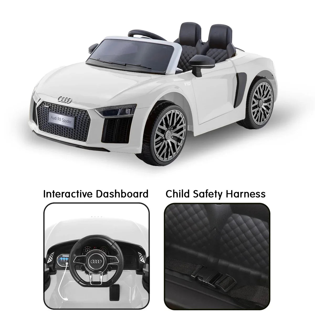 Kahuna Kahuna R8 Spyder Audi Licensed Kids Electric Ride On Car Remote Control - White - Mekamart Australia