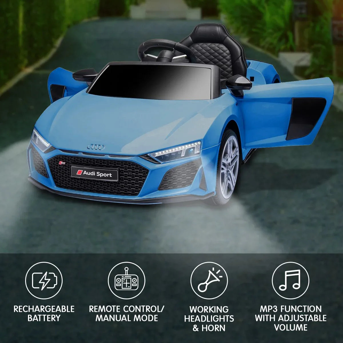 Kahuna Audi Sport Licensed Kids Electric Ride On Car Remote Control - Blue - Mekamart Australia