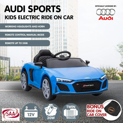 Kahuna Audi Sport Licensed Kids Electric Ride On Car Remote Control - Blue - Mekamart Australia