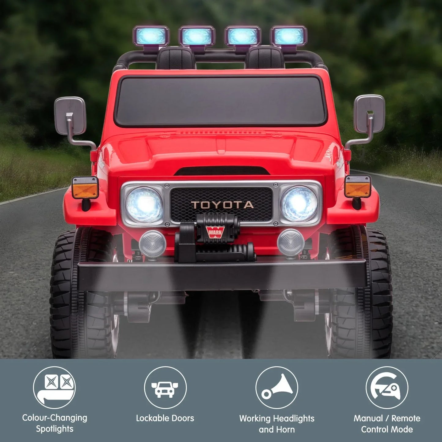 Kahuna Licensed Toyota FJ-40 Electric Kids Ride On Car by Kahuna - Red - Mekamart Australia