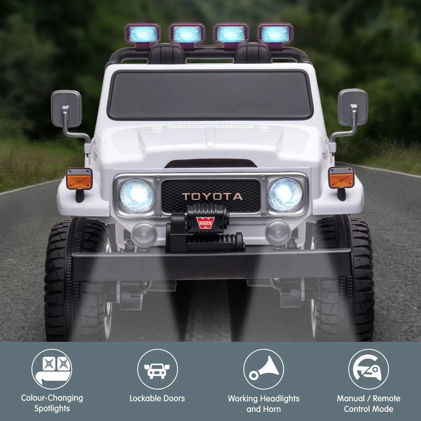 Kahuna Licensed Toyota FJ-40 Kids Ride On Electric Toy Car 80W - White - Mekamart Australia