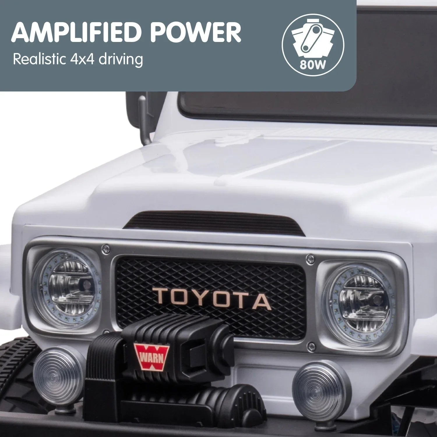 Kahuna Licensed Toyota FJ-40 Kids Ride On Electric Toy Car 80W - White - Mekamart Australia