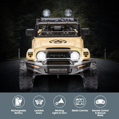 Kahuna Authorised Toyota Fj Cruiser Kids Electric Ride On Car - Khaki - Mekamart Australia