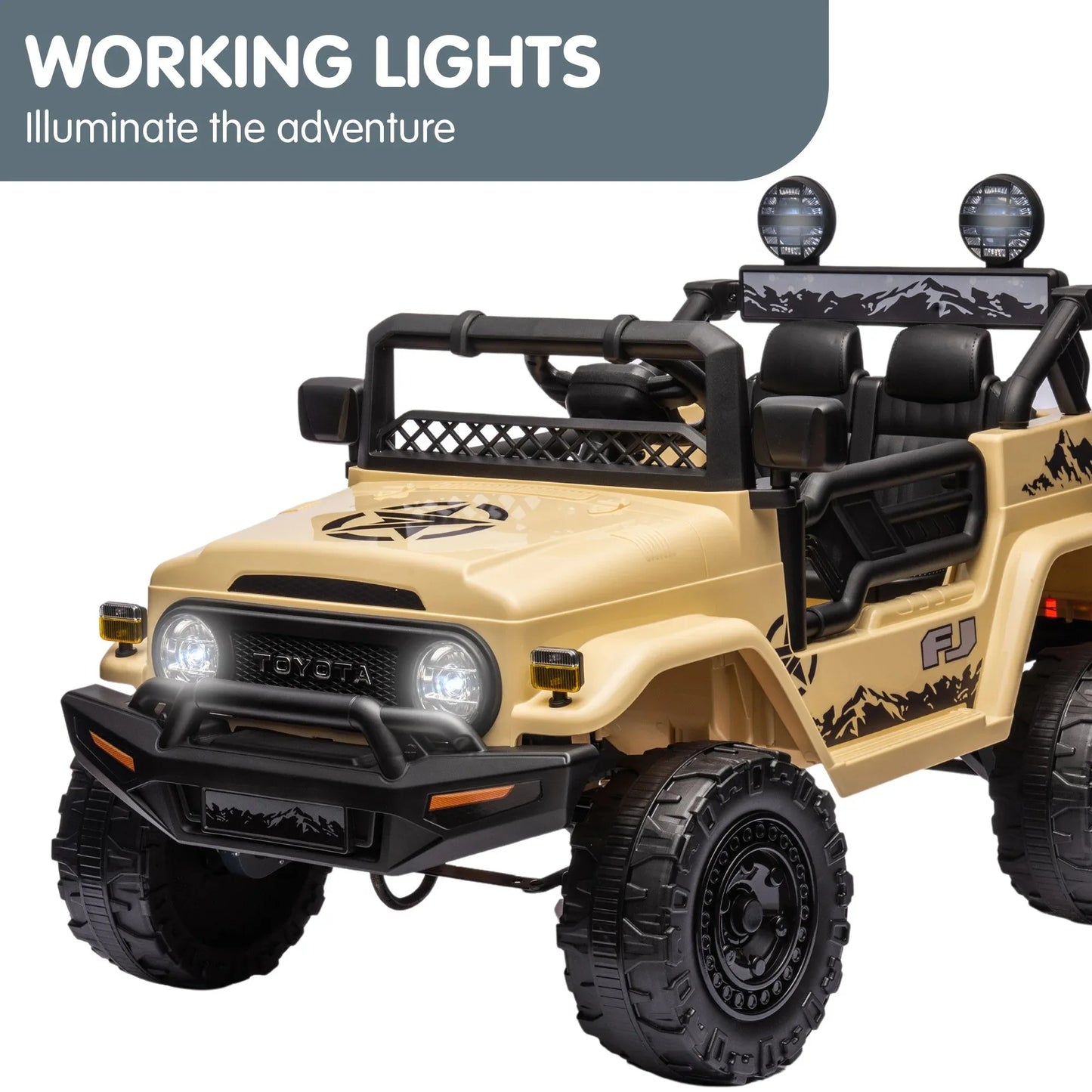 Kahuna Authorised Toyota Fj Cruiser Kids Electric Ride On Car - Khaki - Mekamart Australia