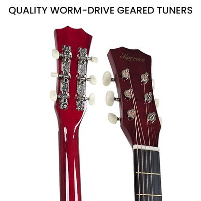 Karrera 38in Acoustic Guitar Steel Strings Carry Bag Shoulder Strap Sun Burst - Mekamart Australia