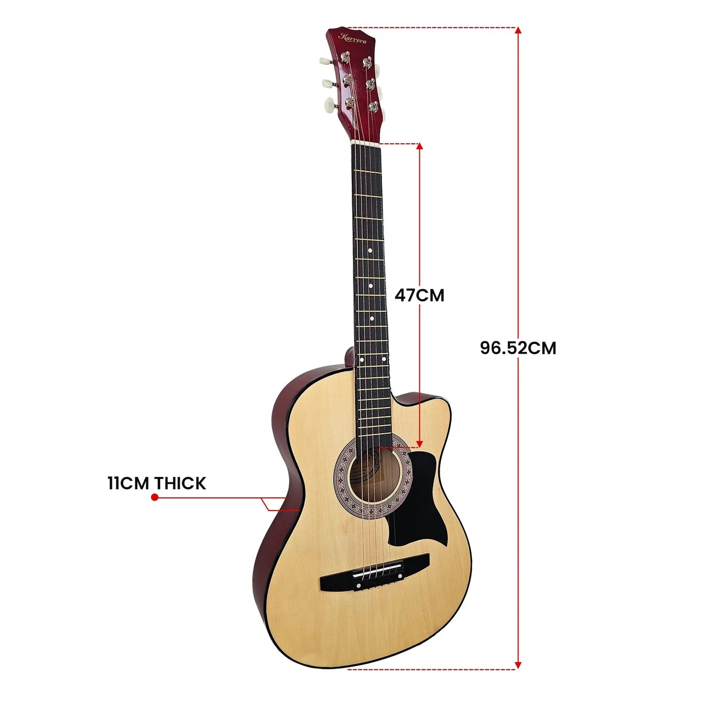Karrera 38in Cutaway Acoustic Guitar with guitar bag - Natural - Mekamart Australia