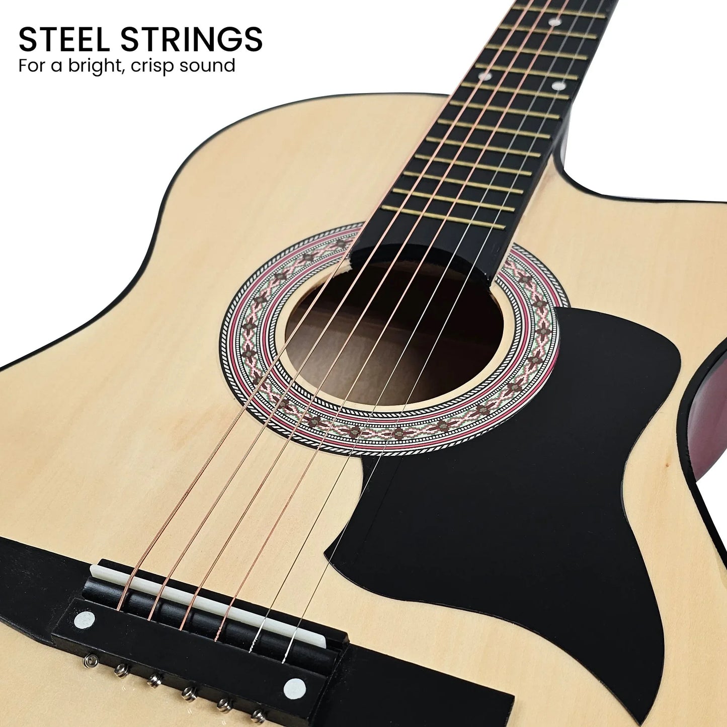 Karrera 38in Cutaway Acoustic Guitar with guitar bag - Natural - Mekamart Australia