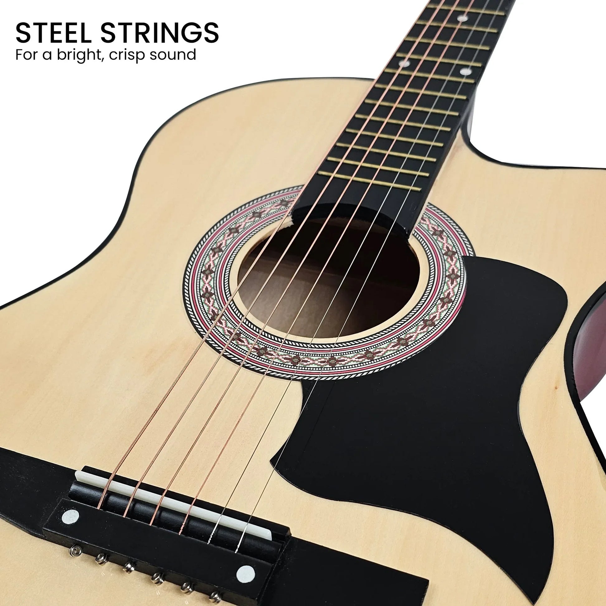 Karrera 38in Cutaway Acoustic Guitar with guitar bag - Natural - Mekamart Australia
