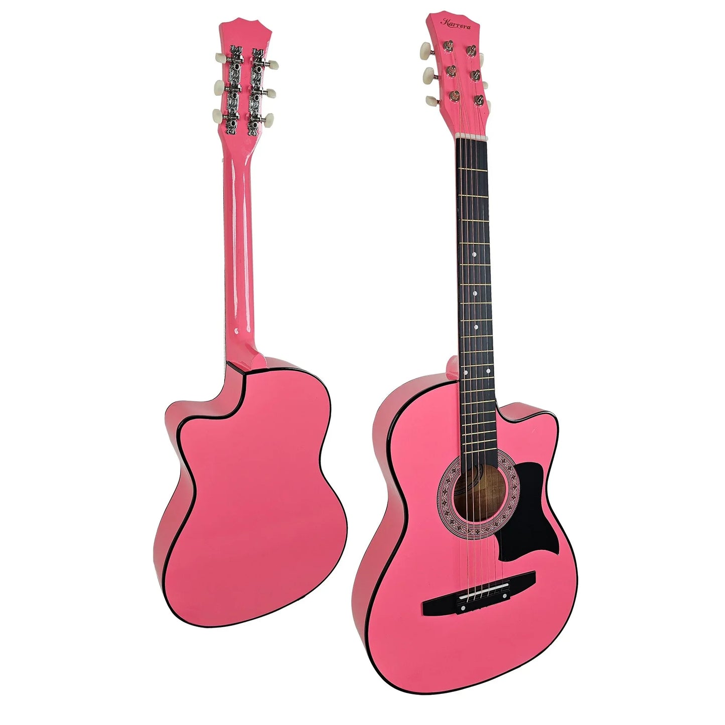 Karrera 38in Cutaway Acoustic Guitar with guitar bag - Pink - Mekamart Australia