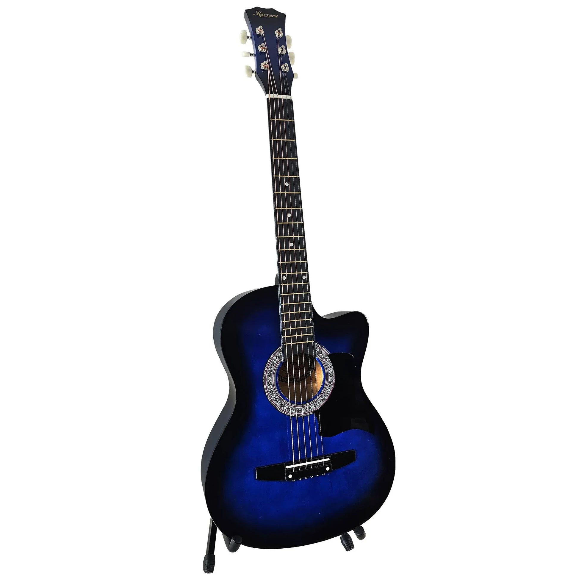 Karrera 38in Pro Cutaway Acoustic Guitar with Bag Strings - Blue Burst - Mekamart Australia