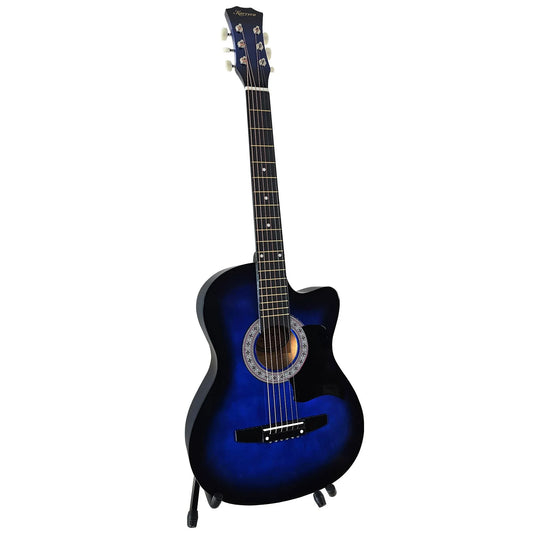 Karrera 38in Pro Cutaway Acoustic Guitar with Bag Strings - Blue Burst - Mekamart Australia