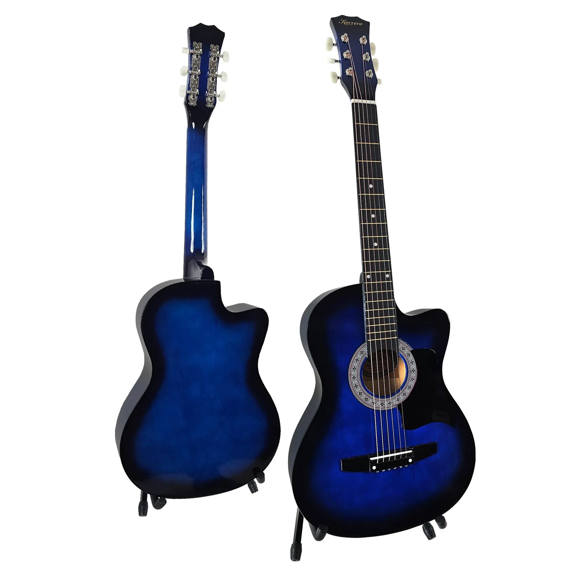Karrera 38in Pro Cutaway Acoustic Guitar with Bag Strings - Blue Burst - Mekamart Australia