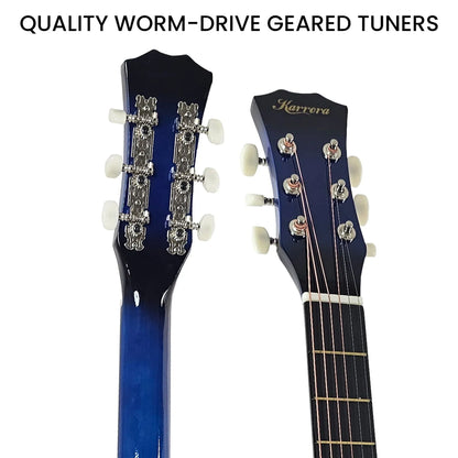 Karrera 38in Pro Cutaway Acoustic Guitar with Bag Strings - Blue Burst - Mekamart Australia