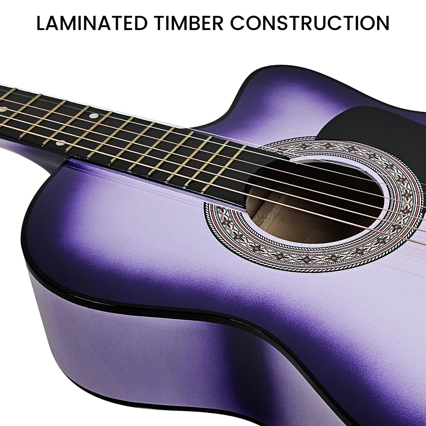 Karrera 38in Pro Cutaway Acoustic Guitar with guitar bag - Purple Burst - Mekamart Australia