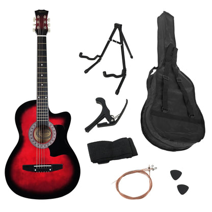 Karrera 38in Pro Cutaway Acoustic Guitar with guitar bag - Red Burst - Mekamart Australia