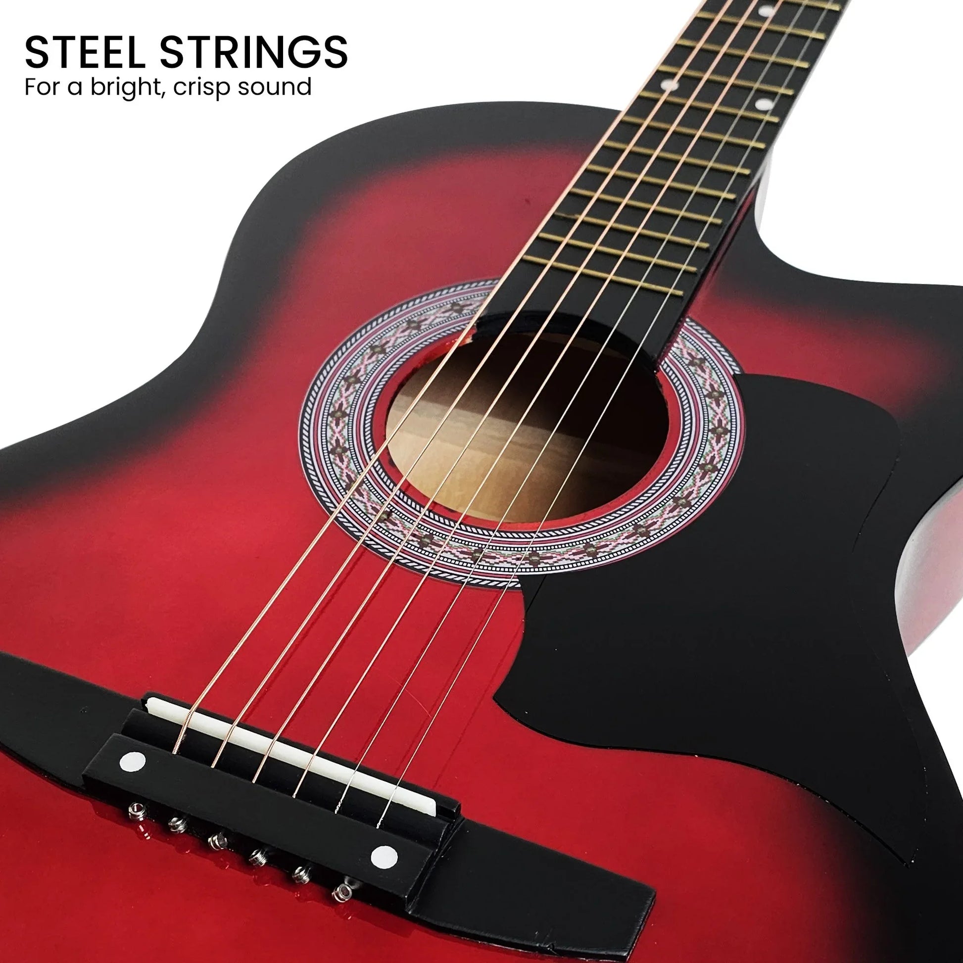 Karrera 38in Pro Cutaway Acoustic Guitar with guitar bag - Red Burst - Mekamart Australia