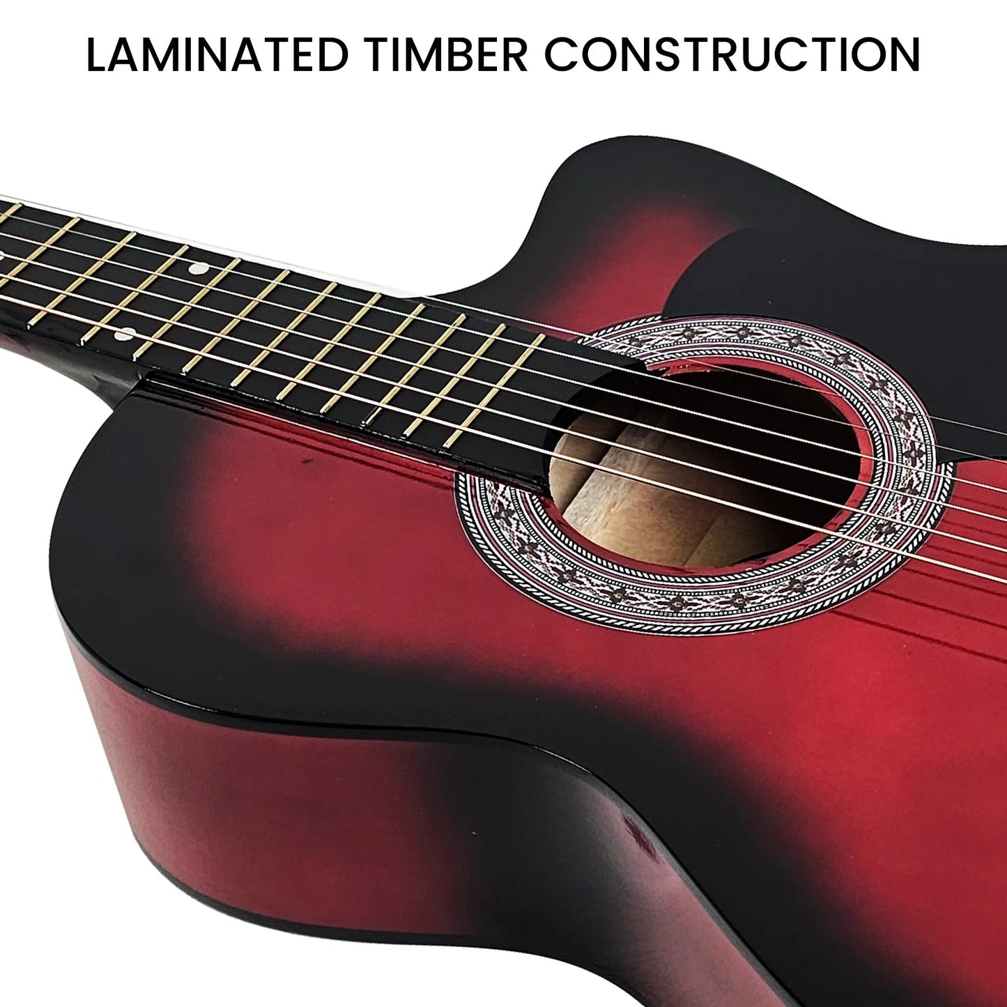 Karrera 38in Pro Cutaway Acoustic Guitar with guitar bag - Red Burst - Mekamart Australia
