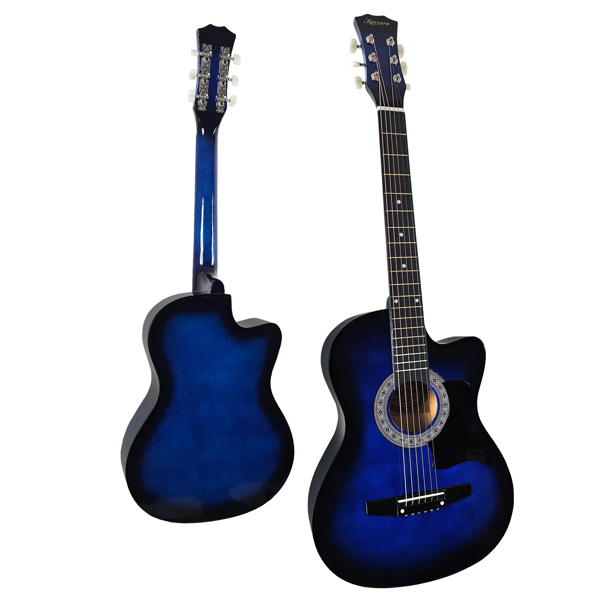 Karrera 38in Cutaway Acoustic Guitar with guitar bag - Blue Burst - Mekamart Australia