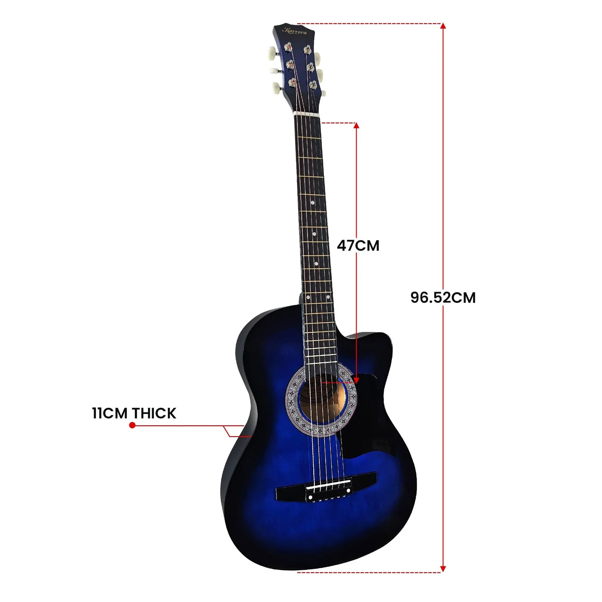 Karrera 38in Cutaway Acoustic Guitar with guitar bag - Blue Burst - Mekamart Australia