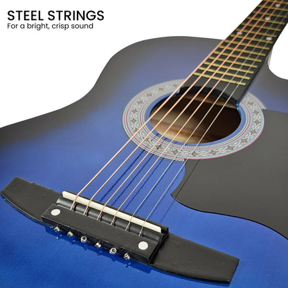 Karrera 38in Cutaway Acoustic Guitar with guitar bag - Blue Burst - Mekamart Australia