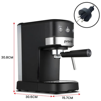 Pronti CM-850D Coffee Machine 20 Bar Espresso Maker with Milk Frother and 1.25L Tank - Mekamart Australia