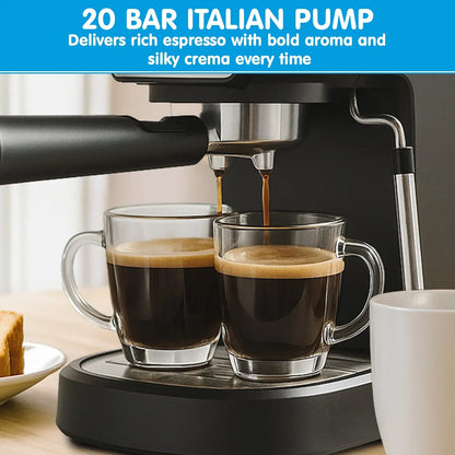 Pronti CM-850D Coffee Machine 20 Bar Espresso Maker with Milk Frother and 1.25L Tank - Mekamart Australia