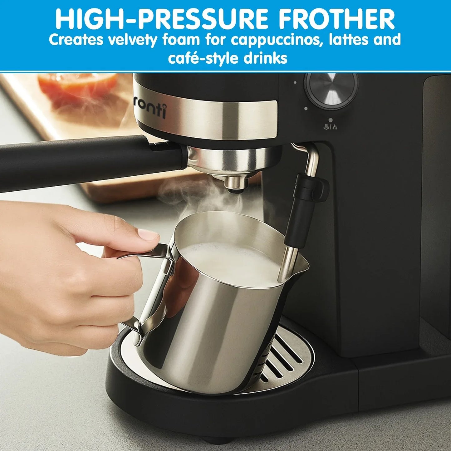 Pronti CM-850D Coffee Machine 20 Bar Espresso Maker with Milk Frother and 1.25L Tank - Mekamart Australia