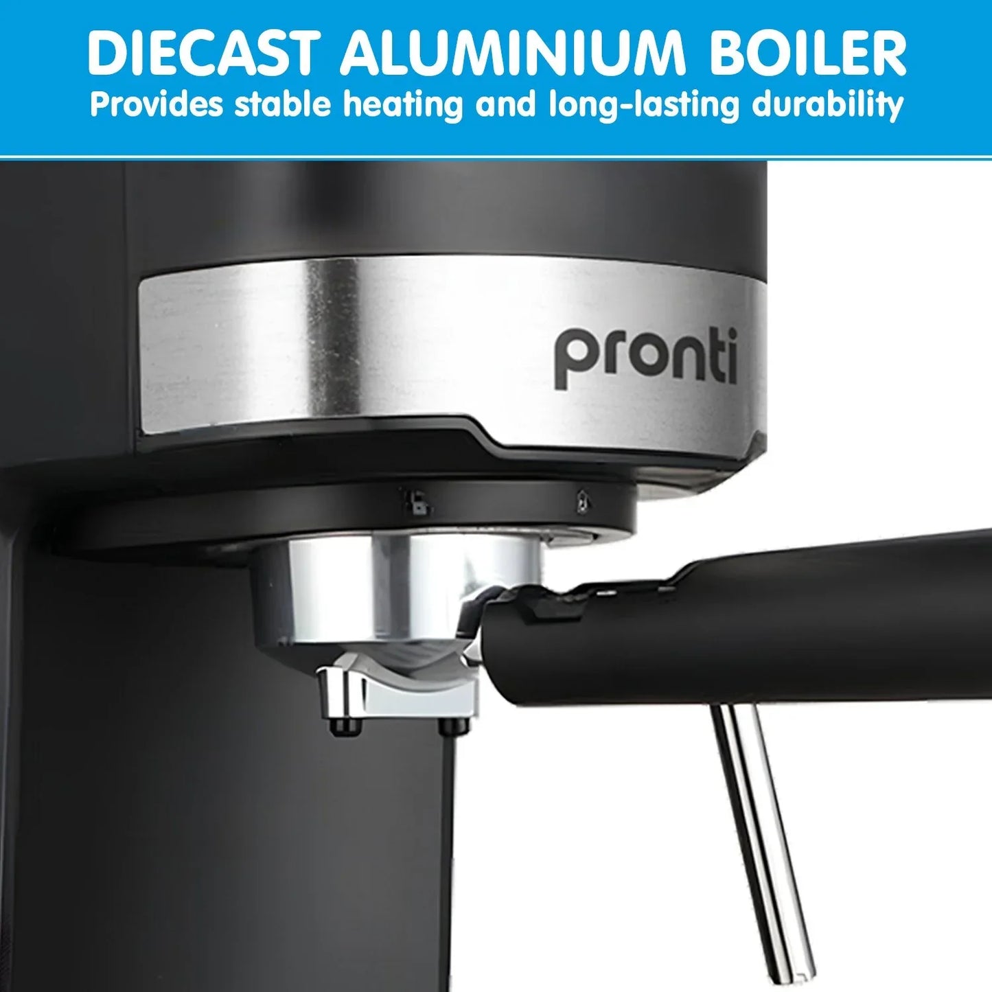Pronti CM-850D Coffee Machine 20 Bar Espresso Maker with Milk Frother and 1.25L Tank - Mekamart Australia