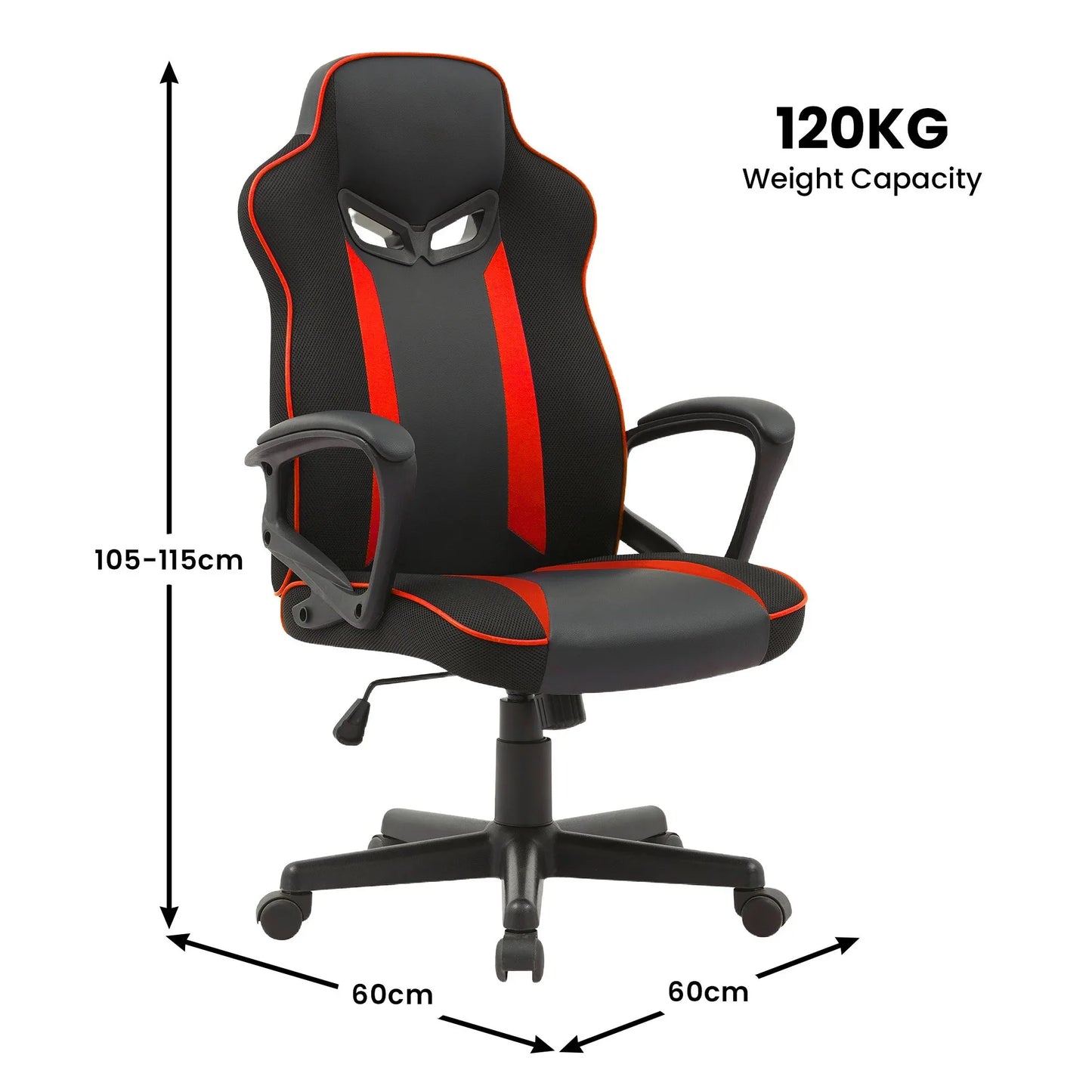 Sarantino Fayzo Racing Reclining Office Gaming Chair Black And Red Adjustable Computer Desk Seat With Adjustable Height, Breathable Mesh Back, Padded Armrests - Mekamart Australia