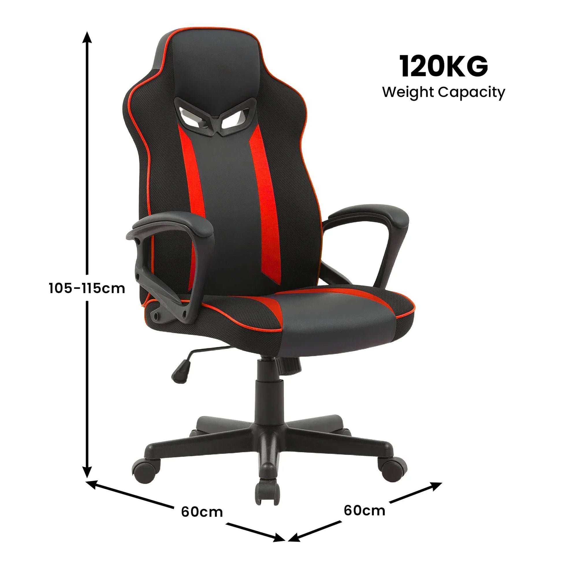 Sarantino Fayzo Racing Reclining Office Gaming Chair Black And Red Adjustable Computer Desk Seat With Adjustable Height, Breathable Mesh Back, Padded Armrests - Mekamart Australia