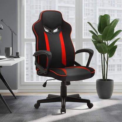 Sarantino Fayzo Racing Reclining Office Gaming Chair Black And Red Adjustable Computer Desk Seat With Adjustable Height, Breathable Mesh Back, Padded Armrests - Mekamart Australia