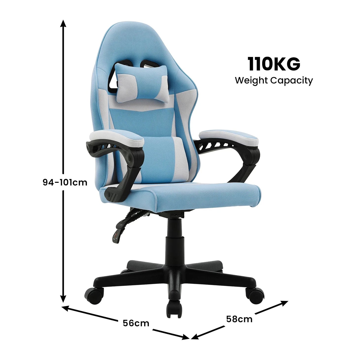 Sarantino Antre Kids Study Gaming Chair in Black and White Office Adjustable Height Chair - Mekamart Australia