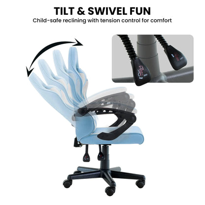 Sarantino Antre Kids Study Gaming Chair in Black and White Office Adjustable Height Chair - Mekamart Australia