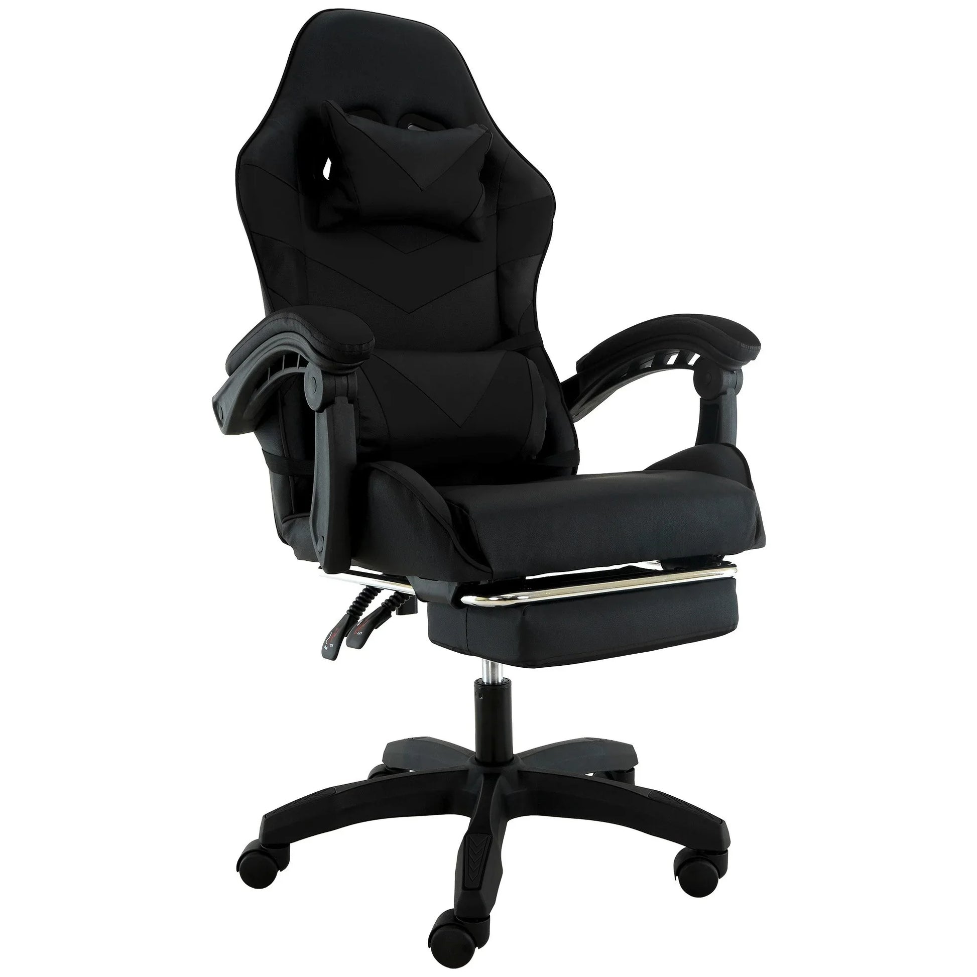 Sarantino Cueva Reclining High Back Office Gaming Chair Black Retractable Footrest Computer Seat - Mekamart Australia