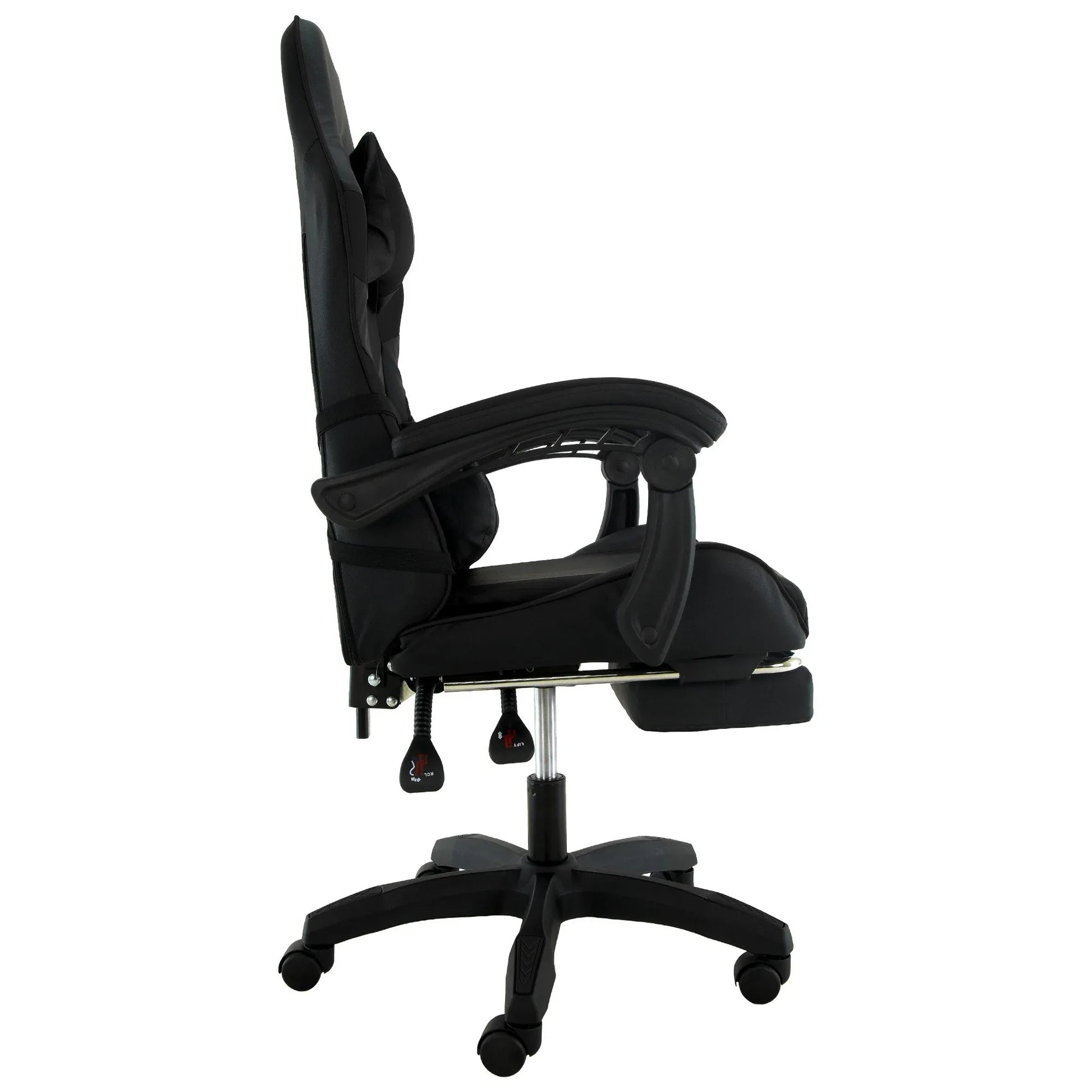 Sarantino Cueva Reclining High Back Office Gaming Chair Black Retractable Footrest Computer Seat - Mekamart Australia
