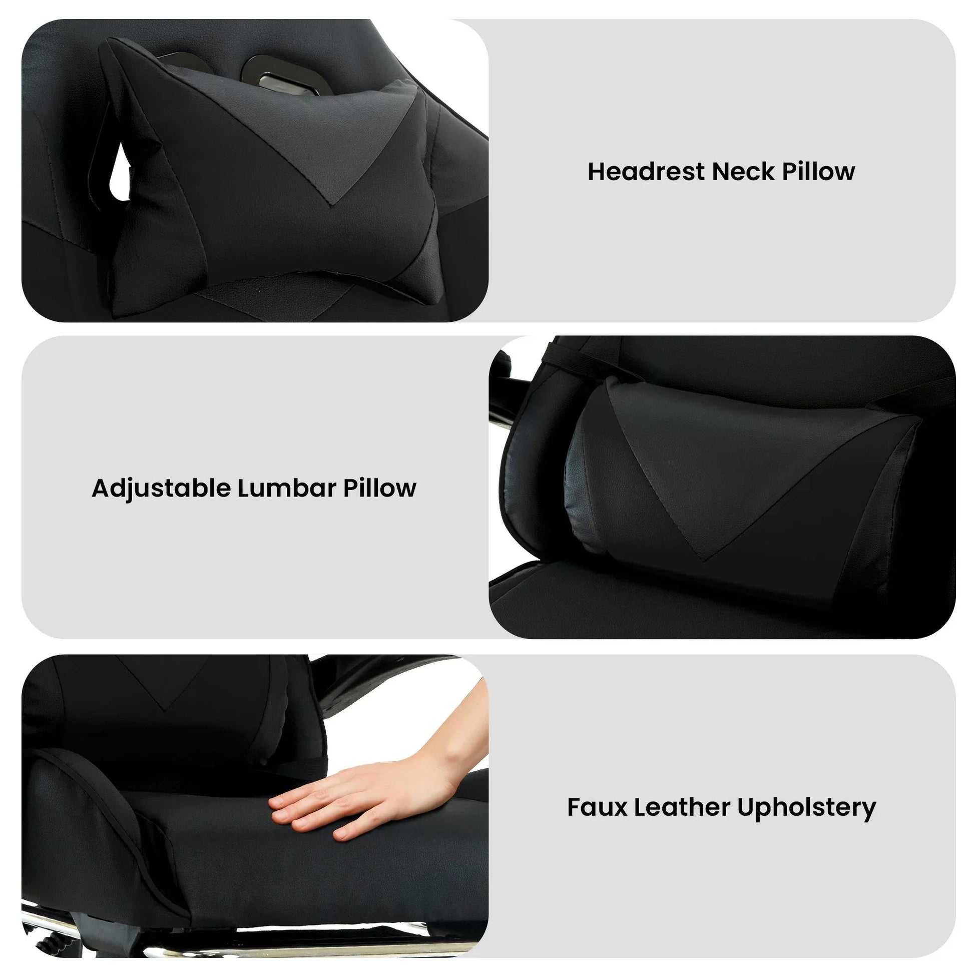 Sarantino Cueva Reclining High Back Office Gaming Chair Black Retractable Footrest Computer Seat - Mekamart Australia