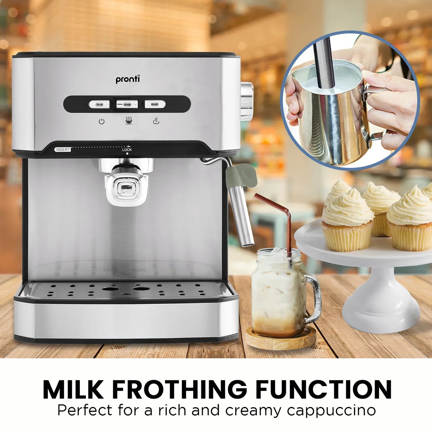 Pronti Toaster, Kettle & Coffee Machine Breakfast Set - Black - Mekamart Australia
