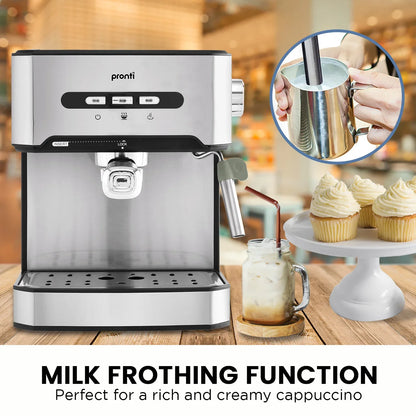 Pronti Toaster, Kettle & Coffee Machine Breakfast Set - Black - Mekamart Australia