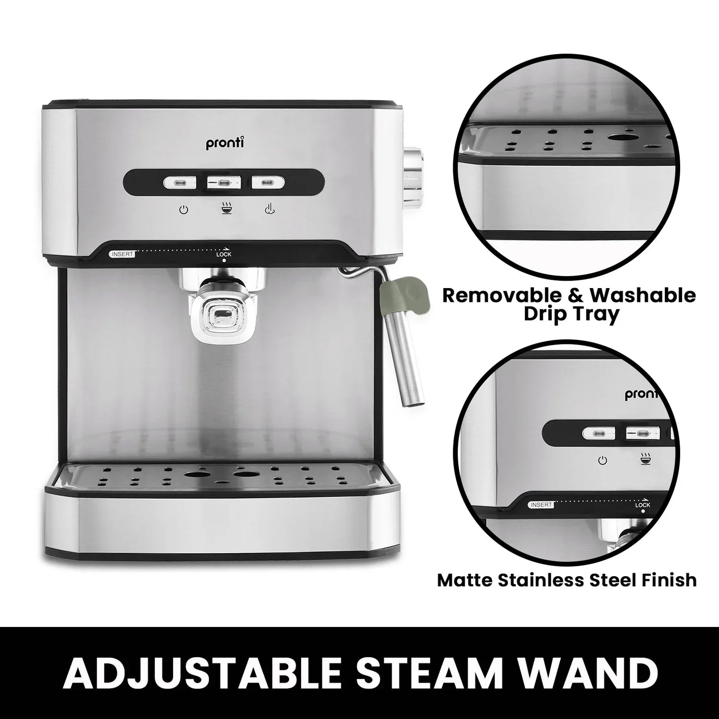 Pronti Toaster, Kettle & Coffee Machine Breakfast Set - Black - Mekamart Australia