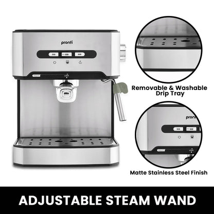 Pronti Toaster, Kettle & Coffee Machine Breakfast Set - Black - Mekamart Australia