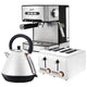 Pronti Toaster, Kettle & Coffee Machine Breakfast Set - White - Mekamart Australia