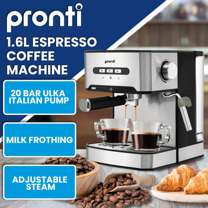 Pronti Toaster, Kettle & Coffee Machine Breakfast Set - White - Mekamart Australia